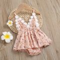 100% Cotton Floral Print Daisy Baby Sling Romper Dress Pink image 1