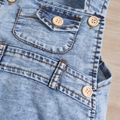 100% Cotton Baby Boy/Girl Button Design Solid Denim Sleeveless Romper Light Blue