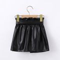 Toddler Girl Trendy Irregular Belted Faux Leather PU Skirt Black image 2