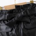 Toddler Girl Trendy Irregular Belted Faux Leather PU Skirt Black image 4