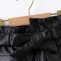Toddler Girl Trendy Irregular Belted Faux Leather PU Skirt Black image 5