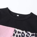 2-piece Baby / Toddler Girl Splice Colorblock Leopard Print Long-sleeve Pullover and Pants Set Black image 3