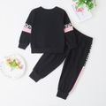 2-piece Baby / Toddler Girl Splice Colorblock Leopard Print Long-sleeve Pullover and Pants Set Black image 2