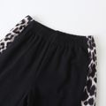 2-piece Baby / Toddler Girl Splice Colorblock Leopard Print Long-sleeve Pullover and Pants Set Black