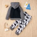 2-piece Baby / Toddler Dinosaur Letter Long-sleeve Hooded Pullover and Pants Set Grey image 2