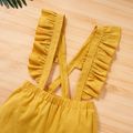 Fashionable Kid Girl Polka Dot T-shirt Suspender Shorts 2-piece Set Yellow