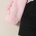 2-piece Kid Girl Unicorn Print Ruffled Colorblock Pullover Sweatshirt and Elasticized Pants Set Black