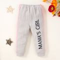 2pcs Baby Boy/Girl Letter Embroidered Colorblock Long-sleeve Pullover and Trousers Set Pink