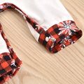 Christmas Baby Boy/Girl 95% Cotton Snowflake & Plaid Print Hooded Long-sleeve Graphic Jumpsuit White image 5