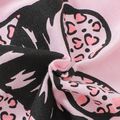 2pcs Kid Girl Figure Print Long-sleeve Pink Tee and Belted Ripped Denim Jeans Set Pink image 5