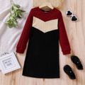 Kid Girl Colorblock Long-sleeve Sweater Dress Burgundy image 1