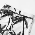 Coconut Tree Print Off Shoulder Flounced Matching Swimsuits Black