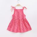 Baby / Toddler Girl Floral Print Adjustable Straps Ruffled Dress Hot Pink