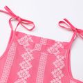 Baby / Toddler Girl Floral Print Adjustable Straps Ruffled Dress Hot Pink