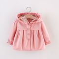 Solid Floral Print Long-sleeve Baby Hooded Jacket Pink image 1
