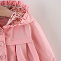 Baby Girl Solid or Floral Print Ruffle Trim Hooded Single Breasted Coat Pink image 5