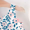 2pcs Floral Print Bowknot Sleeveless Baby Dress & Hat Set Pink image 4
