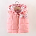 Floral Print Allover Bow Decor Hooded Sleeveless Pink Baby Coat Jacket Pink image 1