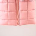 Floral Print Allover Bow Decor Hooded Sleeveless Pink Baby Coat Jacket Pink