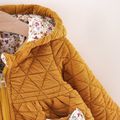 Yellow Diamond Quilted Long-sleeve Baby Full-zip Hoodie Outwear Yellow