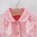 Toddler Girl Lace Design Bowknot Button Design Trench Coat Pink