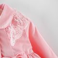Toddler Girl Lace Design Bowknot Button Design Trench Coat Pink