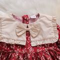 Red Floral Print Ruffle Collar Long-sleeve Baby Dress Red