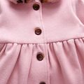 Toddler Girl Leopard Print Fuzzy Lapel Collar Collar Button Design Pink Coat Pink
