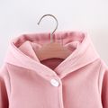Toddler Girl Pocket Button Design Pink Hooded Coat Pink