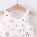 Floral Allover Bow Decor Sleeveless Pink or Yellow Baby Dress with Hat Set Pink