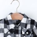 Baby Girl Black and White Plaid Button Up Long-sleeve Belted Outwear Black