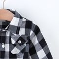 Baby Girl Black and White Plaid Button Up Long-sleeve Belted Outwear Black