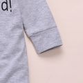 100% Cotton Letter and Stars Print Long-sleeve Baby Jumpsuit Grey image 5