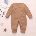 100% Cotton Letter and Stars Print Long-sleeve Baby Jumpsuit Brown