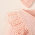 Crepe 2pcs Solid Ruffle and Bow Decor Long-sleeve Baby Set Pink