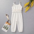 Baby/Toddler Girl Solid Sleeveless Ruffled  Jumpsuit White