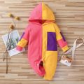 Colorblock Hooded Long-sleeve Baby Jumpsuit Yellow