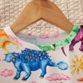 Toddler Girl Ruffled Dinosaur Cloud Rainbow/Floral Print Long-sleeve Pullover Sweatshirt Beige image 4