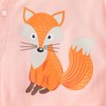 100% Cotton 2pcs Fox Print Long-sleeve Blue Baby Set Light Pink image 3