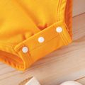 2pcs Solid Long-sleeve Hooded Romper and Stripe Trouser Baby Set Ginger image 2