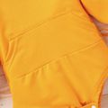 2pcs Solid Long-sleeve Hooded Romper and Stripe Trouser Baby Set Ginger image 4