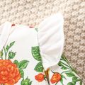 3pcs Floral Print Ruffle Decor Long-sleeve Baby Set Red