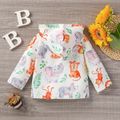 Baby Boy/Girl All Over Cartoon Animals and Leaves Print White Long-sleeve Hooded Zip Jacket White