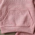 2-piece Toddler Girl Floral Pattern Textured Ear Design Hoodie Sweatshirt and Pants Set Pink image 4