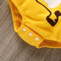 طفلة / فتى حيوان طباعة colorblock مقنعين رومبير طويلة الأكمام الأصفر image 3