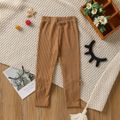 Toddler Girl Ruffled Heart Pattern Ribbed Solid Color Leggings Coffee