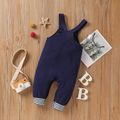 Baby Boy/Girl Cartoon Bear Pattern Blue Splicing Striped Overalls royalblue