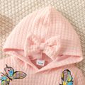 Toddler Girl Butterfly Print Bowknot Design Pink Hoodie Sweatshirt Pink