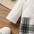 2pcs Baby Girl 100% Cotton Plaid Splicing Long-sleeve Shirt Jumpsuit and Waffle Vest Set Black
