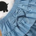 2pcs Toddler Girl Heart Elephant Print Ruffled Short-sleeve Tee and Layered Denim Skirt Set White image 4